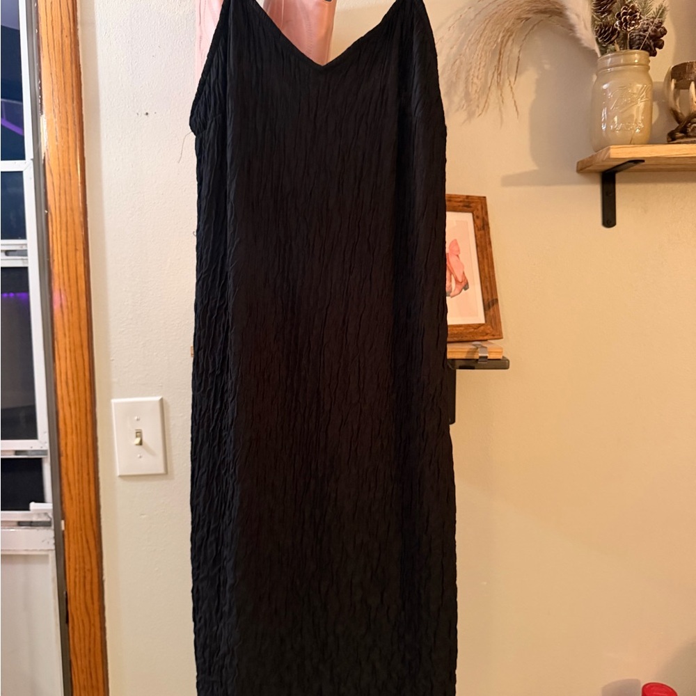 Sleek Black V-Neck Maxi Slip Dress